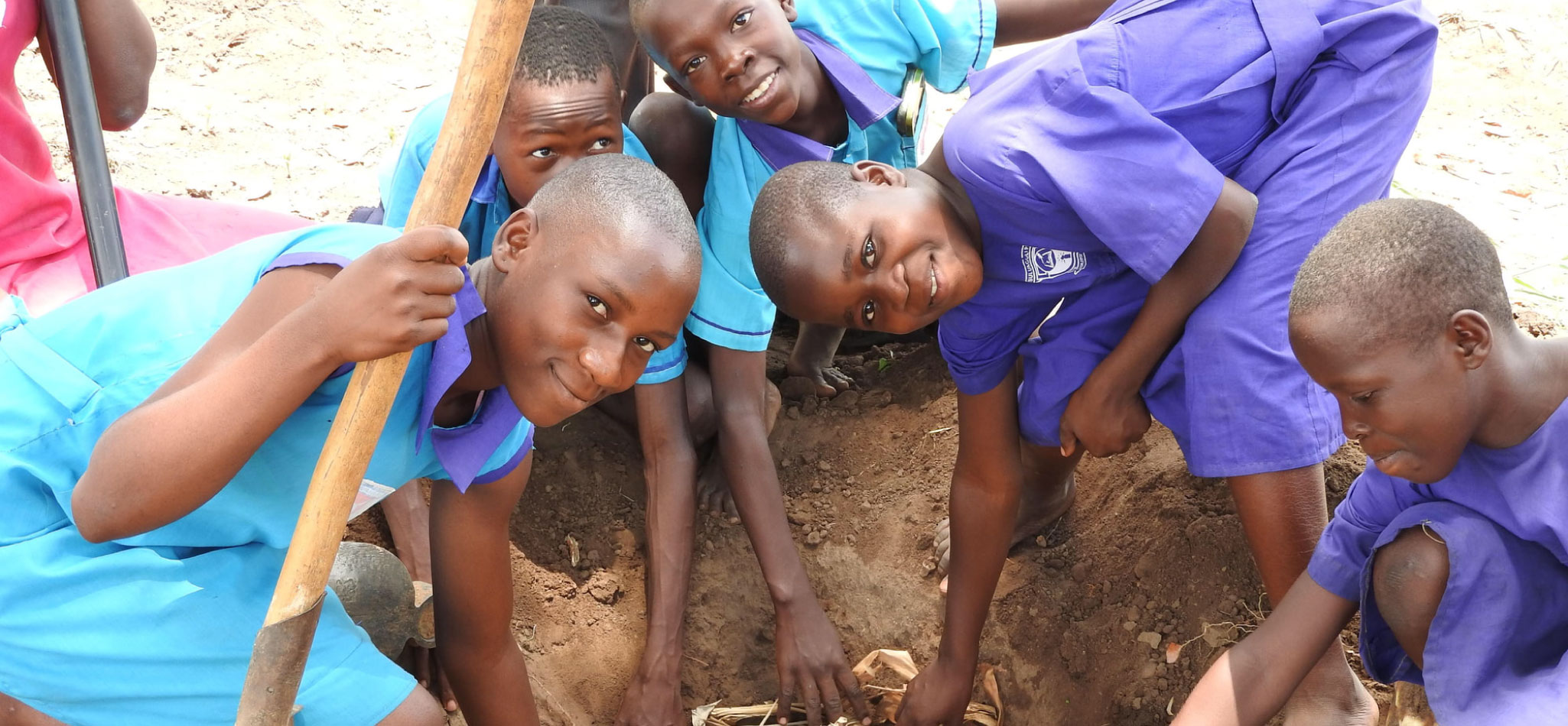 Students learning best farming practices at Buyanga Primary School